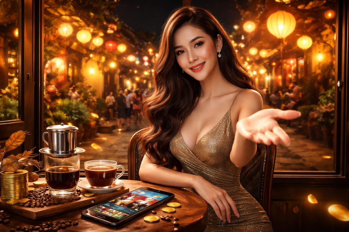 Không khí giải trí casino kết hợp cà phê buổi tối tại Hội An Việt Nam